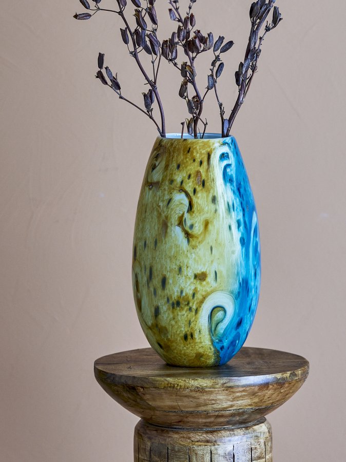 CREATIVE COLLECTION Kalian Vase, Blau, Glas