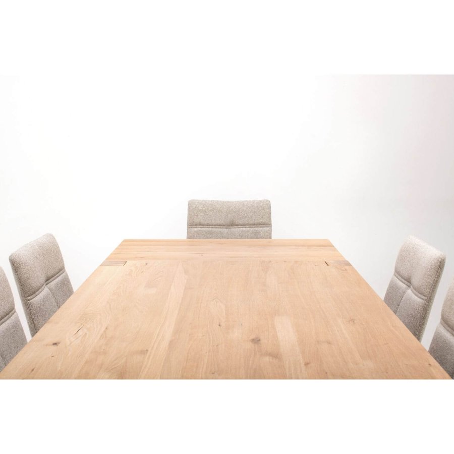 NocNoi Ven spisebordsstol med armln, stof og massivt hvidolieret egetr