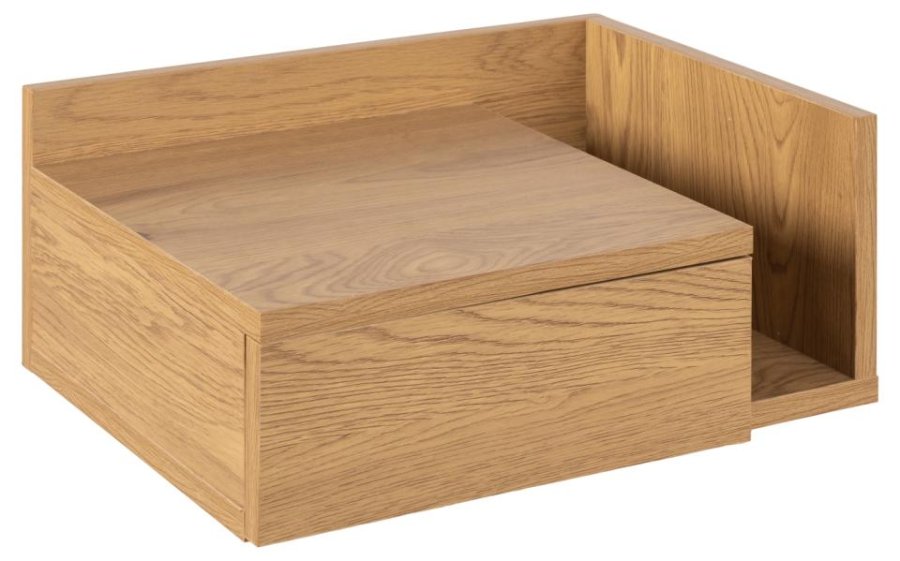 ACT NORDIC Ashlan Wand-Nachttisch, mit 1 Schublade, umkehrbar – natürliches Wildeichenpapier MDF (40x32)