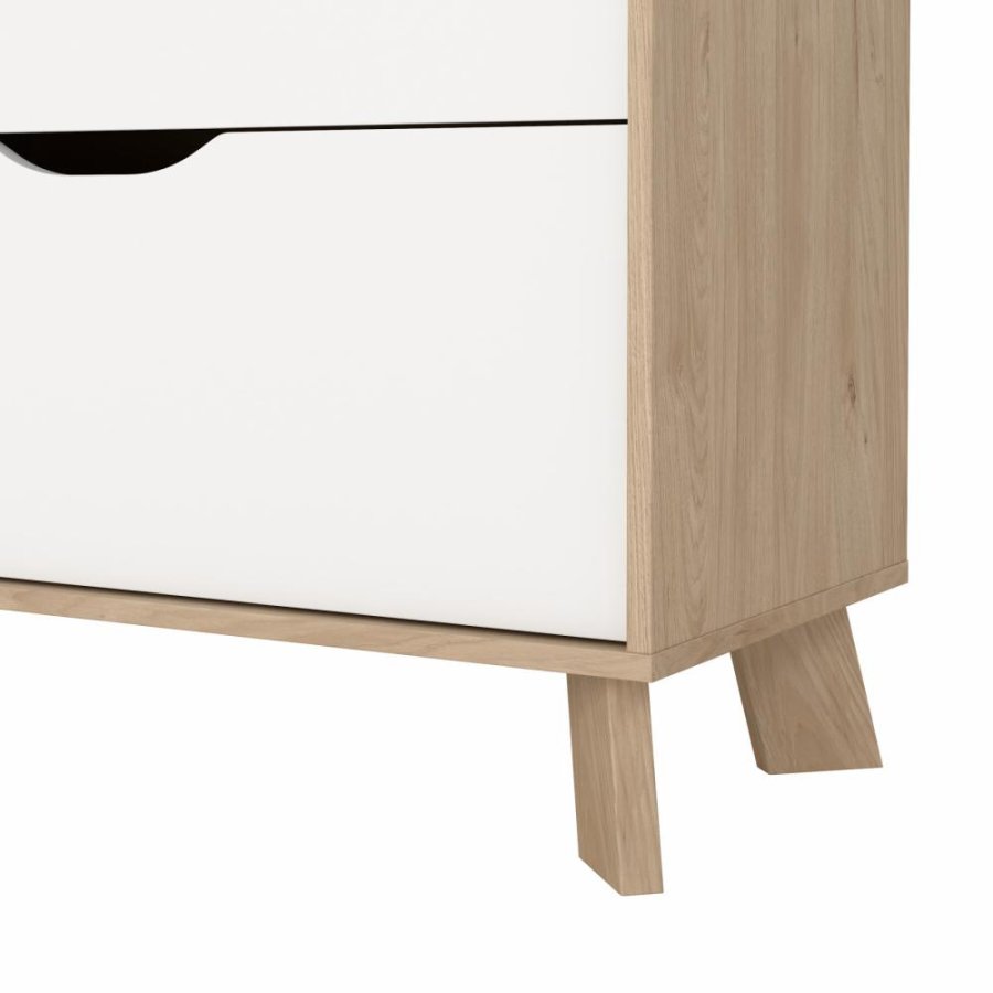 TVILUM Ikast Doppelkommode 6 Schubladen, Jackson Hickory/Weiß, 155,7 x 39,8 x 92,2 cm