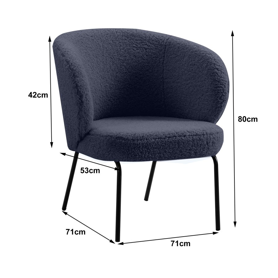 NORDLYS Bergen lenestol - gr ull og sort metall