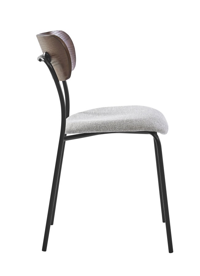 NORDLYS Lincoln spisestuestol, stabelbar - grtt stoff, tre og sort metall