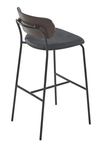 NORDLYS Tablincoln barstol, med rygg og fotsttte - stoff, ask og svart metall