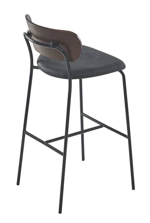 NORDLYS Tablincoln barstol, med rygg og fotsttte - stoff, ask og svart metall