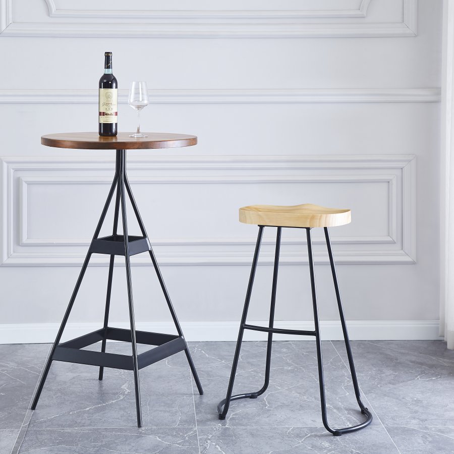 NORDLYS Tabnikko-Gris barstol, med fotsttte - ask og sort metall