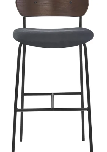 NORDLYS Tablincoln barstol, med rygg og fotsttte - stoff, ask og svart metall