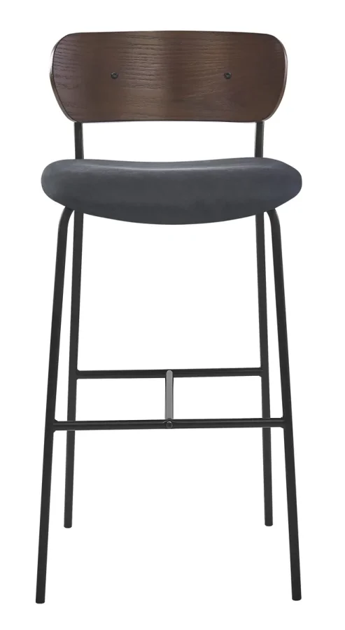 NORDLYS Tablincoln barstol, med rygg og fotsttte - stoff, ask og svart metall