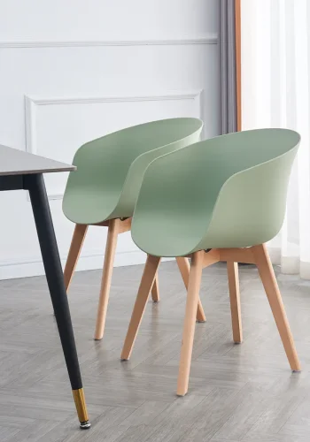 NORDLYS Alborg spisebordsstol, m. arml�n - gr�n polypropylen og natur tr�