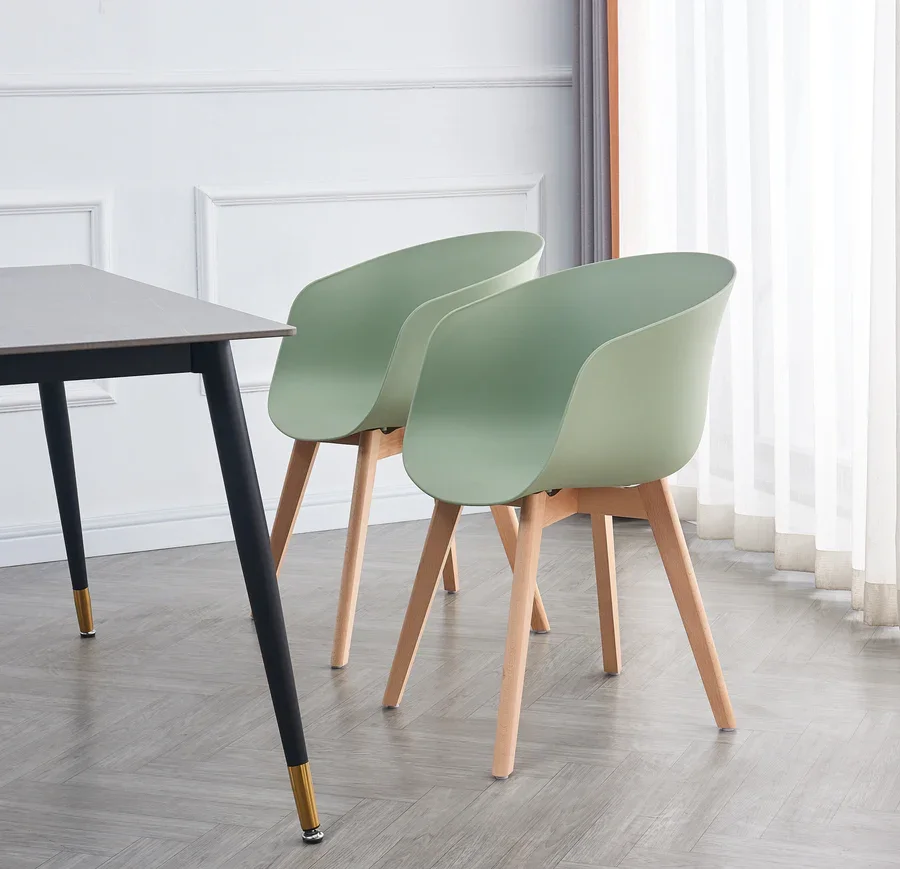 NORDLYS Alborg spisebordsstol, m. arml�n - gr�n polypropylen og natur tr�