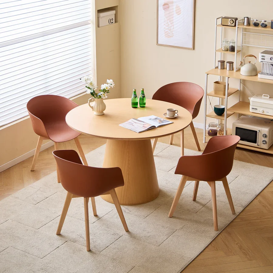 NORDLYS Alborg Esszimmerstuhl, mit Armlehnen � Terrakotta-Polypropylen und Naturholz