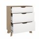 TVILUM Ikast Kommode mit 3 Schubladen, Jackson Hickory / Weiß, 78,7 x 39,8 x 92,2 cm