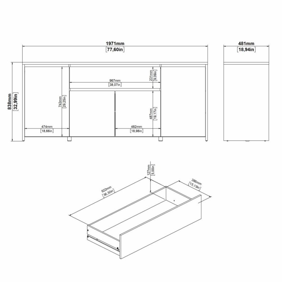 TVILUM Next Sideboard 4 Türen + 1 Schublade