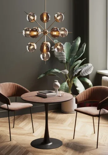 KARE DESIGN Schickeria spisebord, rund - valnddefarvet laminat og sort stl (80)