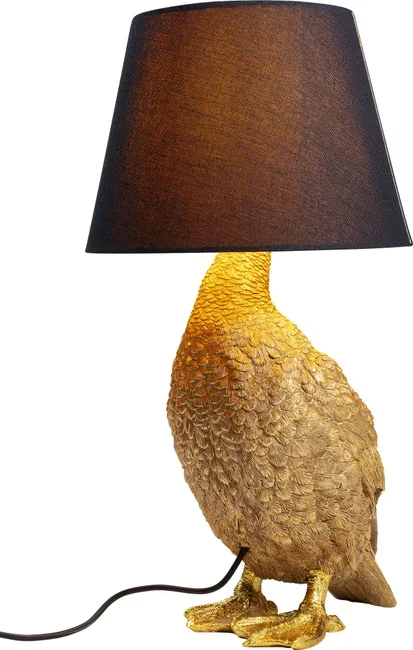 KARE DESIGN Animal Duck bordslampa - svart bomull och guld polyresin