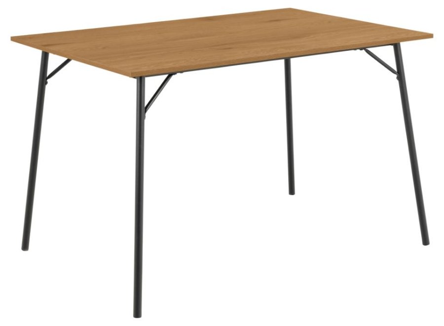 ACT NORDIC Peru Esstisch, rechteckig – natürliches Wildeichen-Melamin und schwarzer Stahl (120x80)