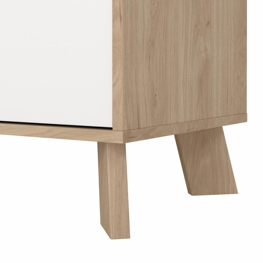TVILUM Ikast Sideboard 4 Türen + 1 Schublade, Jackson Hickory/Weiß, 195,7 x 39,1 x 73 cm