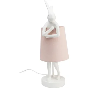 KARE DESIGN Animal Rabbit bordslampa - rosa linne och vit polyresin/stl (H:50cm)