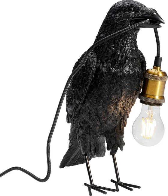 KARE DESIGN Animal Crow bordlampe - matt sort polyresin og kobber aluminium