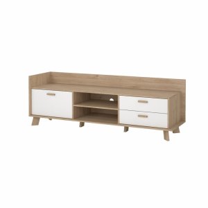TVILUM Ikast TV-enhet med 1 dörr + 2 ldor, Jackson Hickory/Vit, 181,9 x 51,2 x 61,6 cm