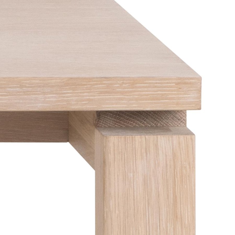 ACT NORDIC Linley spisebord, m. udtrk - hvidpigmenteret egefinér og eg (200x100)