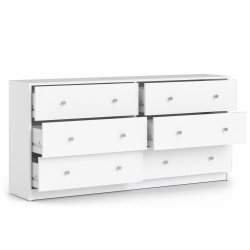May dobbelt kommode, m. 6 skuffer - hvid folie og plastik