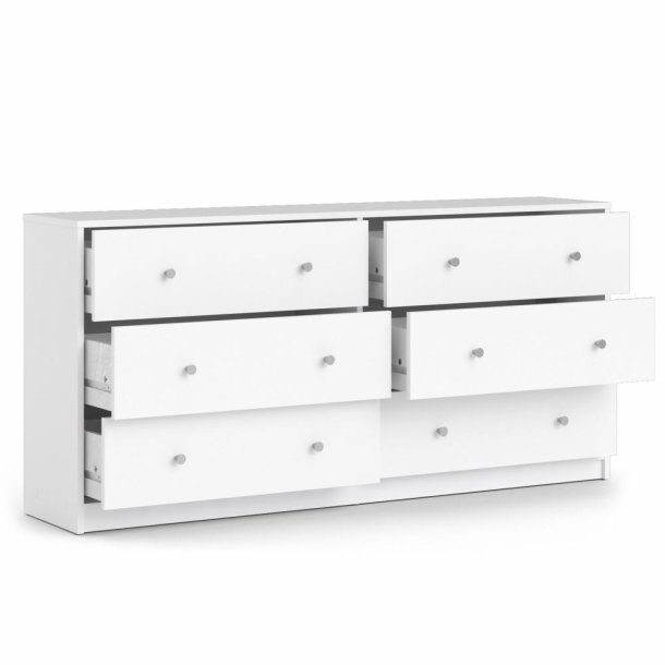 May dobbelt kommode, m. 6 skuffer - hvid folie og plastik