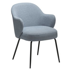 DANFORM Bae lnestol, m. armln - bl tge bouclstof og antik tin stl