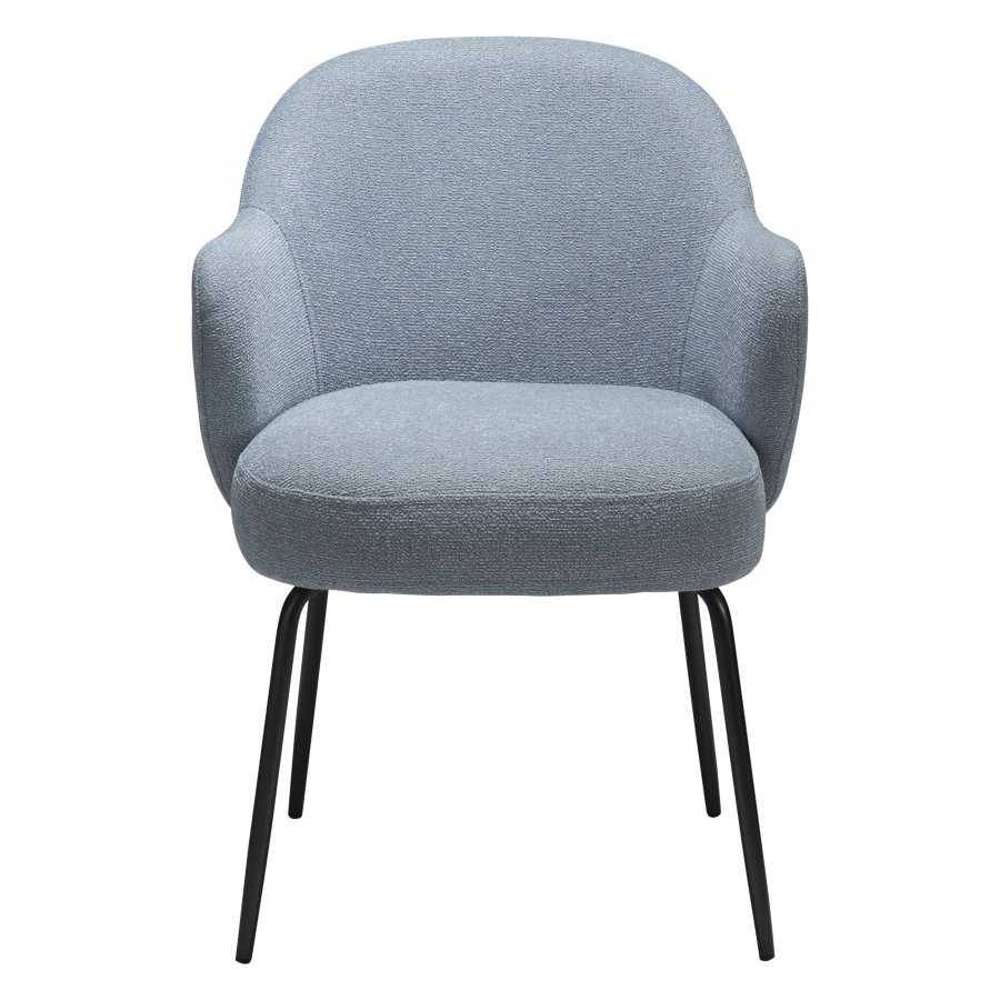 DANFORM Bae Sessel, mit Armlehnen – Bouclé-Stoff in Nebelblau und antiker Zinnstahl