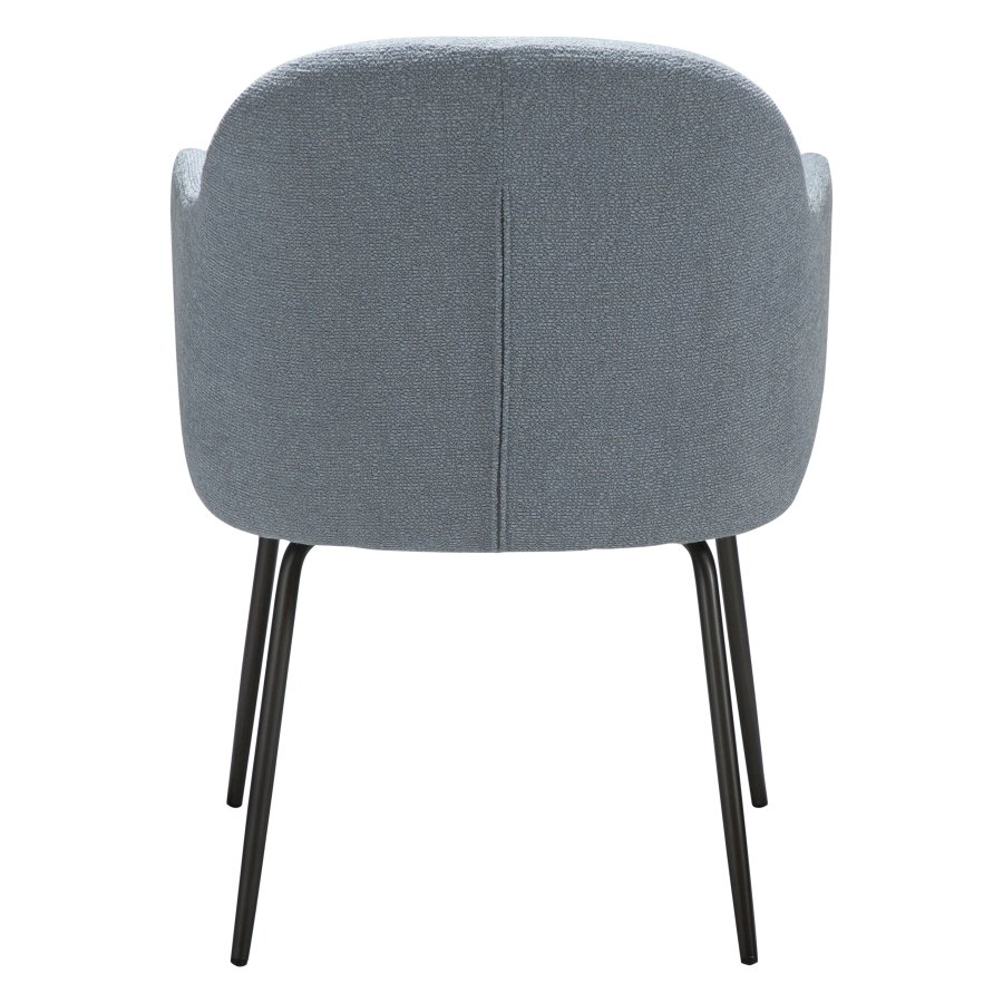 DANFORM Bae Sessel, mit Armlehnen – Bouclé-Stoff in Nebelblau und antiker Zinnstahl