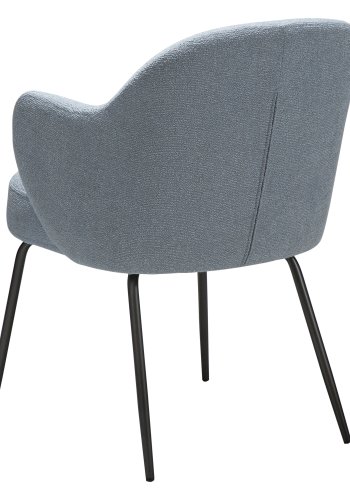 DANFORM Bae Sessel, mit Armlehnen – Bouclé-Stoff in Nebelblau und antiker Zinnstahl