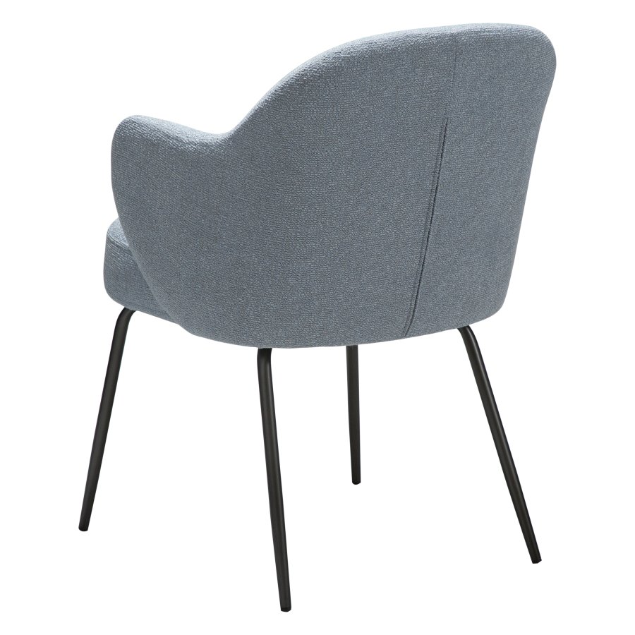 DANFORM Bae Sessel, mit Armlehnen – Bouclé-Stoff in Nebelblau und antiker Zinnstahl