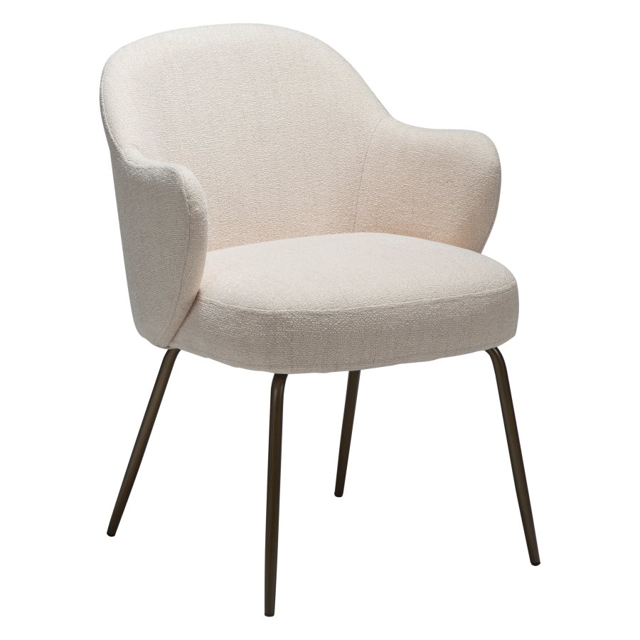 DANFORM Bae Sessel, mit Armlehnen - kreolischer rosa Bouclé-Stoff und antiker Messingstahl