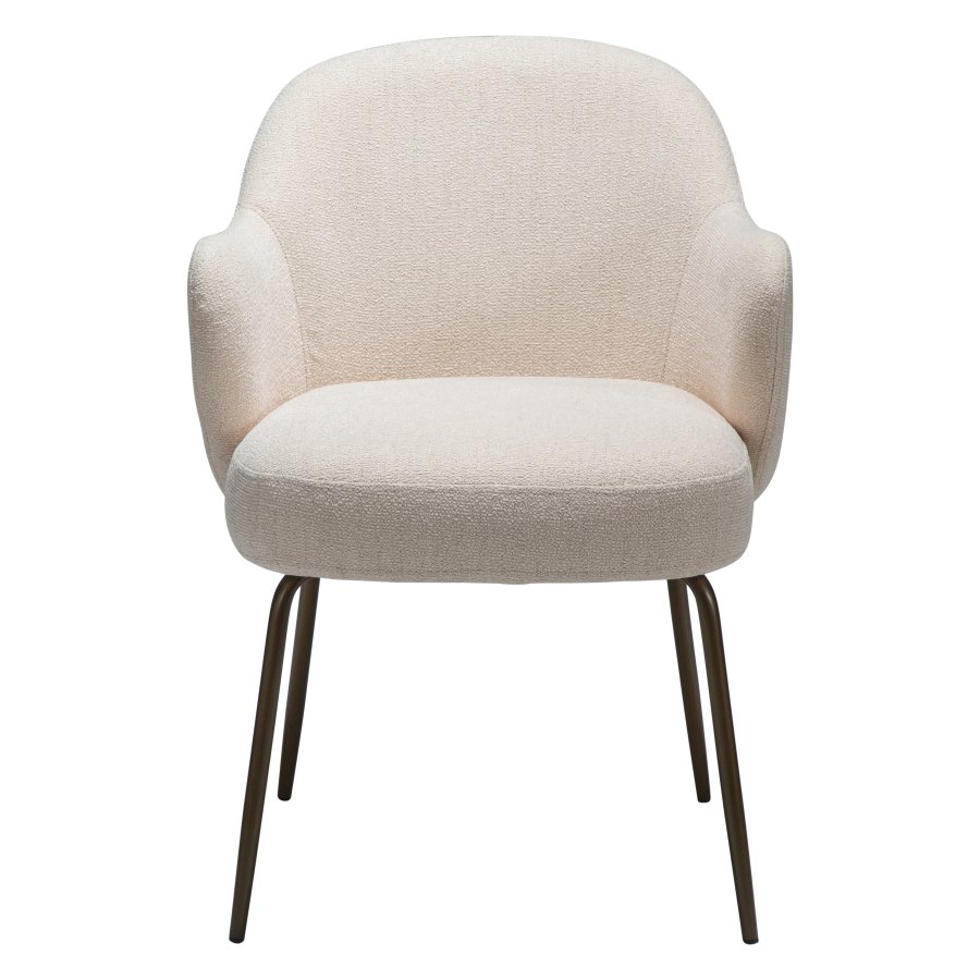 DANFORM Bae Sessel, mit Armlehnen - kreolischer rosa Bouclé-Stoff und antiker Messingstahl