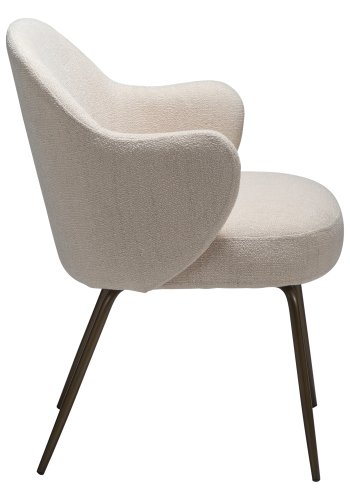 DANFORM Bae Sessel, mit Armlehnen - kreolischer rosa Bouclé-Stoff und antiker Messingstahl