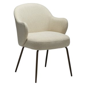 DANFORM Bae lnestol, m. armln - matteret mandel bouclstof m. glimmer og antik messing stl