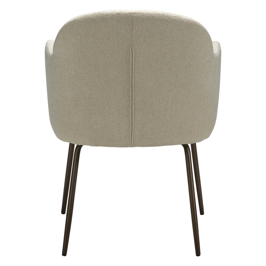 DANFORM Bae Sessel, mit Armlehnen – matter Mandel-Bouclé-Stoff mit Glitzer und antikem Messingstahl