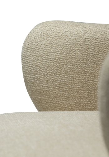 DANFORM Bae Sessel, mit Armlehnen – matter Mandel-Bouclé-Stoff mit Glitzer und antikem Messingstahl