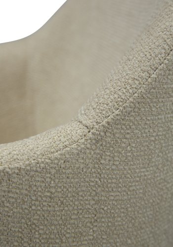 DANFORM Bae Sessel, mit Armlehnen – matter Mandel-Bouclé-Stoff mit Glitzer und antikem Messingstahl