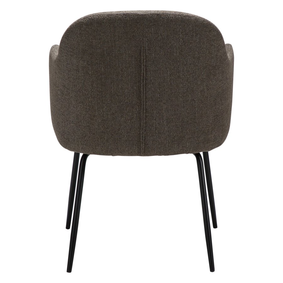 DANFORM Bae Sessel, mit Armlehnen – brauner Bouclé-Stoff und schwarzer Stahl