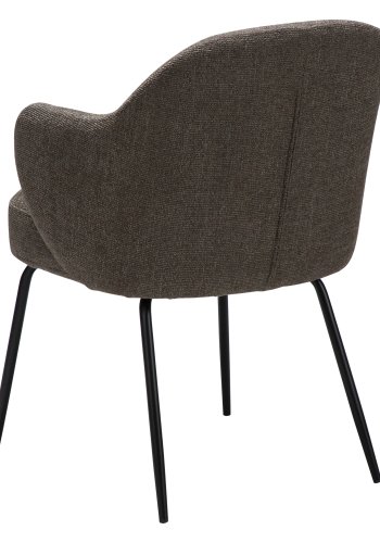 DANFORM Bae Sessel, mit Armlehnen – brauner Bouclé-Stoff und schwarzer Stahl