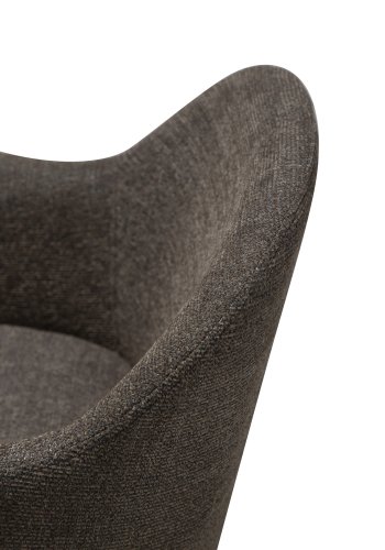 DANFORM Bae Sessel, mit Armlehnen – brauner Bouclé-Stoff und schwarzer Stahl