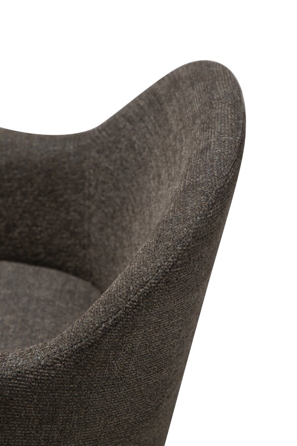 DANFORM Bae Sessel, mit Armlehnen – brauner Bouclé-Stoff und schwarzer Stahl