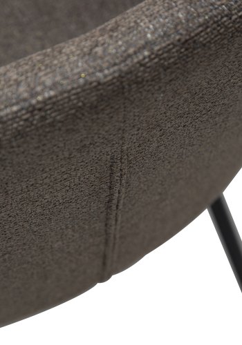 DANFORM Bae Sessel, mit Armlehnen – brauner Bouclé-Stoff und schwarzer Stahl