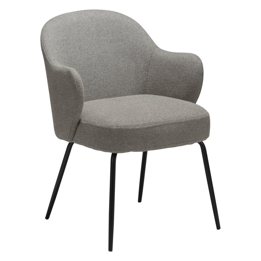 DANFORM Bae Sessel, mit Armlehnen – Bouclé-Stoff Pebble Earth und schwarzer Stahl