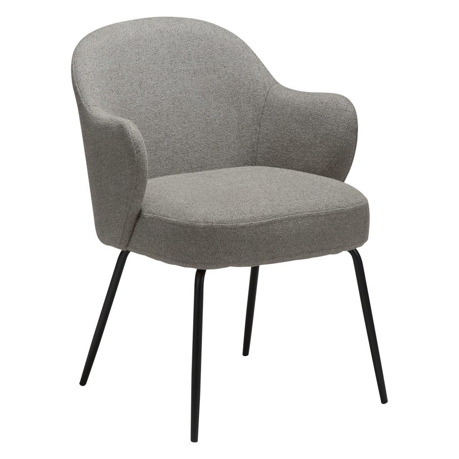 DANFORM Bae Sessel, mit Armlehnen – Bouclé-Stoff Pebble Earth und schwarzer Stahl