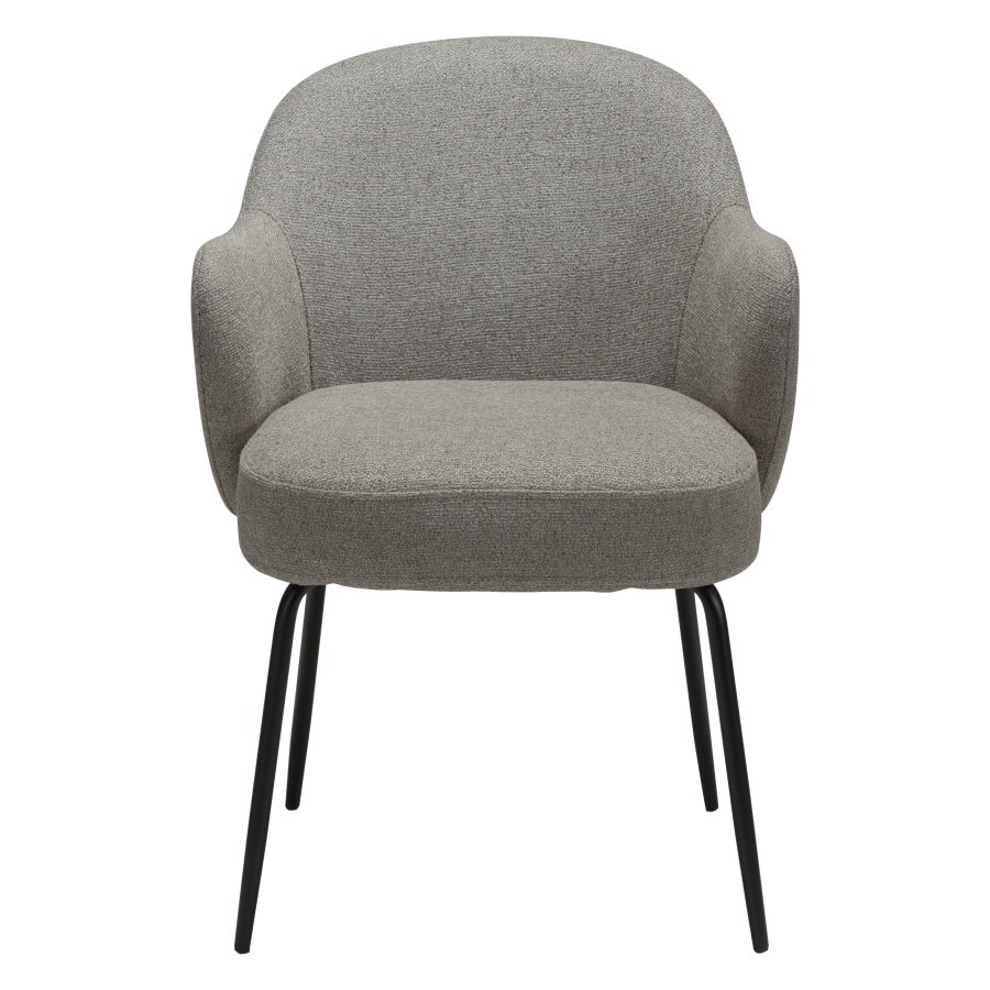 DANFORM Bae Sessel, mit Armlehnen – Bouclé-Stoff Pebble Earth und schwarzer Stahl