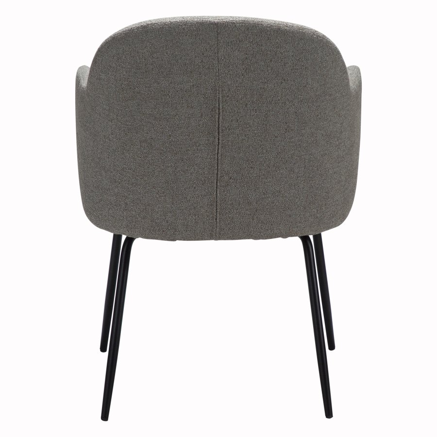 DANFORM Bae Sessel, mit Armlehnen – Bouclé-Stoff Pebble Earth und schwarzer Stahl