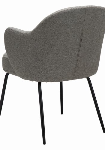 DANFORM Bae Sessel, mit Armlehnen – Bouclé-Stoff Pebble Earth und schwarzer Stahl