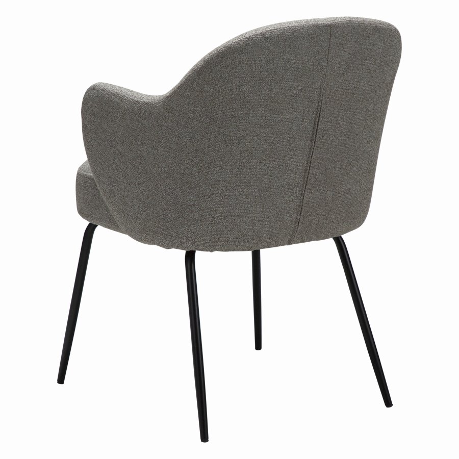 DANFORM Bae Sessel, mit Armlehnen – Bouclé-Stoff Pebble Earth und schwarzer Stahl