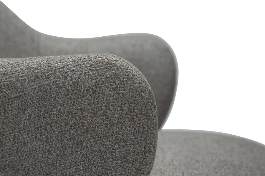 DANFORM Bae Sessel, mit Armlehnen – Bouclé-Stoff Pebble Earth und schwarzer Stahl